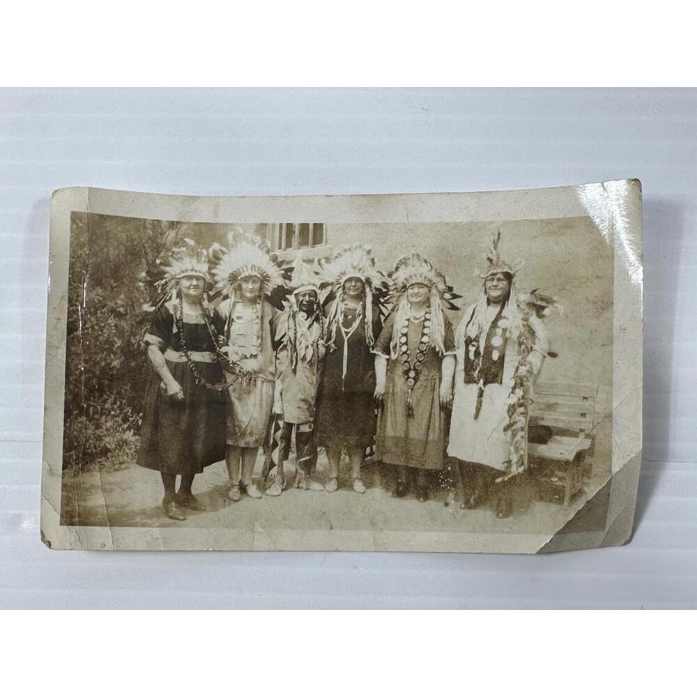 Antique Souvenir Photo Indian Ladies Headdress Colorado Springs‎ Aug-29-1927